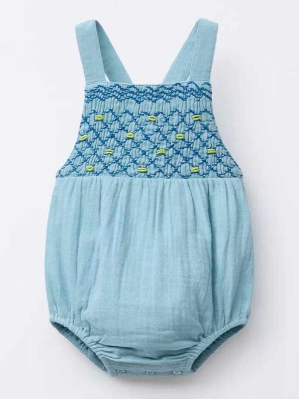 Zara Baby Girl Blue Textured Embroidered Romper - Size 1-3M